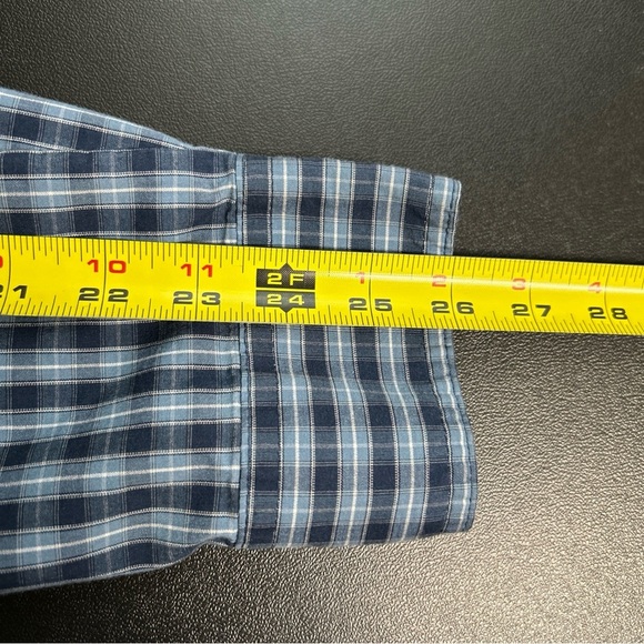 Chaps Stretch Men’s 4XB Blue Plaid Button Front Shirt Cotton Blend Long Sleeve - Picture 7 of 12